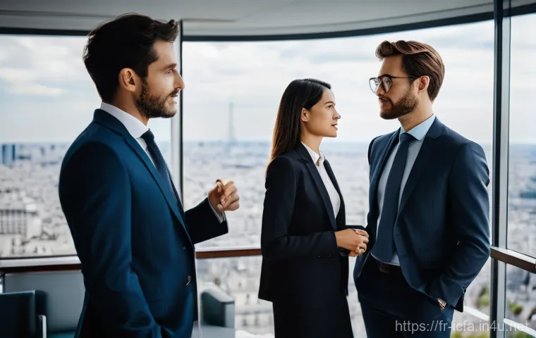 CFA 자격증 취득 후 자기 계발 - **Prompt:** A diverse group of sophisticated finance professionals, including men and women in their...