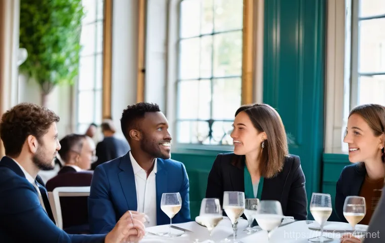 CFA 자격증 취득 후 자기 계발 - **Prompt:** A diverse group of sophisticated finance professionals, including men and women in their...