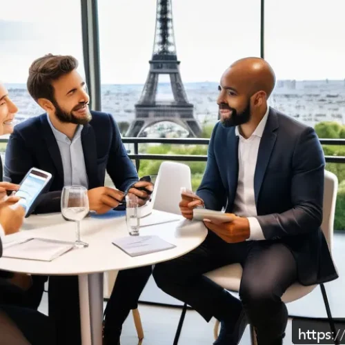 CFA 취득 후 해외 취업 준비 - A diverse group of international finance professionals engaged in a dynamic networking event at a mo...